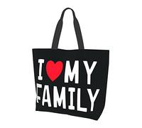 J'aime ma famille sac fourre-tout dames mignon sac à provisions grande capacité sac à bandoulière travail ajustement mode sac à main organisateur
