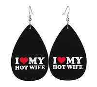 J'aime ma femme chaude 2 boucles d'oreilles en cuir pour femmes pendantes boucle d'oreille goutte pendentif avec crochet cadeaux pour fille adulte