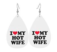 J'aime ma femme chaude Boucles d'oreilles en cuir pour femmes Balancent Boucle d'oreille Pendentif avec crochet Cadeaux pour fille adulte