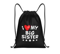J'aime Ma Grande Sœur Sac De Sport Unisexe Sac À Dos À Cordon Étanche Sacs À Cordon De Serrage pour Basket-Ball Homme Voyage 39X46Cm