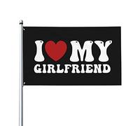 J'aime ma petite amie drapeau 0,9 x 1,5 m un côté extérieur ferme cour signe jardin décoratif drapeau avec œillets en laiton
