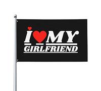 J'aime ma petite amie drapeau 0,9 x 1,5 m un côté extérieur ferme cour signe jardin décoratif drapeau avec œillets en laiton