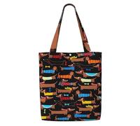 J'aime mes chiens teckels,Sacs d'épicerie réutilisables, sacs fourre-tout de grande capacité, sac à bandoulière en toile