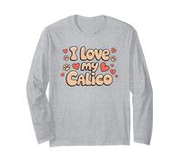 J'aime mes cœurs et pattes de chat Calico, maman, chat, papa Manche Longue
