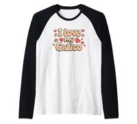 J'aime mes cœurs et pattes de chat Calico, maman, chat, papa Manche Raglan