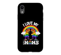 J'aime Mes Deux Mamans Dino LGBTQ Pride Ally Rainbow Kids Coque pour iPhone XR
