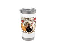 J'aime mes filles, oiseaux de ferme amusants, poulet Gobelet isotherme en acier inoxydable double paroi