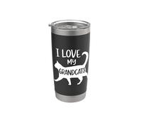 J'aime mes grands-parents, grand-mère, grand-père, papa, chat, papa, animal de compagnie, Love Paws Gobelet isotherme en acier inoxydable double paroi
