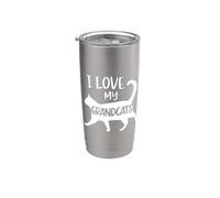 J'aime mes grands-parents, grand-mère, grand-père, papa, chat, papa, animal de compagnie, Love Paws Gobelet isotherme en acier inoxydable double paroi