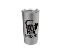 J'aime mes grands-parents Grand-mère Grand-père Papa Chats Amoureux des animaux Gobelet isotherme en acier inoxydable double paroi