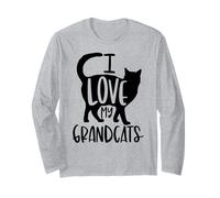 J'aime Mes Grands-Parents Grand-mère Grand-père Papa Chats Amoureux des Animaux Manche Longue