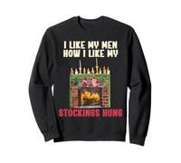 J'aime Mes Hommes How I Like My Stockings Hung Funny Christmas Sweatshirt
