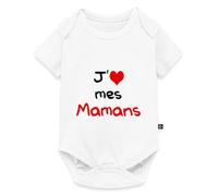 J'Aime Mes Mamans Cadeau Maman Lesbienne Body Manches Courtes Bébé Bio