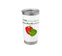 J'aime mieux les poivrons verts que les rouges Gobelet isotherme en acier inoxydable double paroi