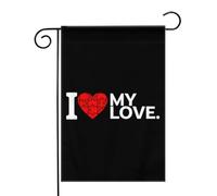 J'aime mon amour Drapeaux de jardin (12,5 x 18 pouces) - Bannière aux couleurs éclatantes pour décoration extérieure de jardin et de maison