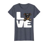 J'aime Mon Amoureux des Chiens Beauceron T-Shirt, Femme, Bleu Chiné, M