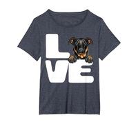 J'aime Mon Amoureux des Chiens Beauceron T-Shirt, Femme Grandes Tailles, Bleu Chiné, 2X