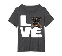 J'aime Mon Amoureux des Chiens Beauceron T-Shirt, Femme Grandes Tailles, Chiné Foncé, 2X