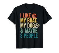 J'aime Mon Bateau, Mon Chien et Peut-être 3 Personnes, Capitaine de Bateau rétro T-Shirt
