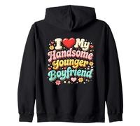 J'aime Mon Beau Jeune Petit ami, Couple drôle, Saint-Valentin Sweat à Capuche
