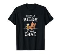 J'aime mon chat et la bière Bière Chats Propos Papa T-Shirt