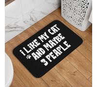 J'aime Mon Chat Et Peut-Être 3 Personnes Tapis De Douche Antidérapant Tapis De Bain Lavable en Machine Welcome Paillassons pour Porte Salon Couloir 40X60Cm