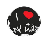 J'aime mon chat Réutilisable Imperméable Lavable Réglable Convient aux femmes Toutes les longueurs de cheveux Bonnet de douche