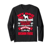 J'aime Mon Chien Bichon Frise Funny Puppy Dogs Lovers Manche Longue
