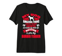 J'aime Mon Chien Border Terrier Amant de Chiot drôle T-Shirt Haut de Gamme