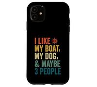 J'aime Mon Chien de Bateau et Peut-être 3 Personnes, Un père Marin rétro et drôle Coque pour iPhone 11