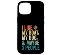 J'aime Mon Chien de Bateau et Peut-être 3 Personnes, Un père Marin rétro et drôle Coque pour iPhone 15