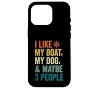 J'aime Mon Chien de Bateau et Peut-être 3 Personnes, Un père Marin rétro et drôle Coque pour iPhone 16 Pro