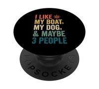 J'aime Mon Chien de Bateau et Peut-être 3 Personnes, Un père Marin rétro et drôle PopSockets PopGrip Adhésif