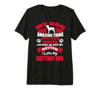 J'aime Mon Chien de Bretagne Funny Puppy Lover T-Shirt Haut de Gamme
