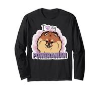 J'aime mon chien de Poméranie, maman, papa, chien kawaii, doodles pom Manche Longue