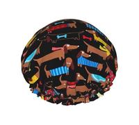 J'aime mon chien teckel (imprimé),Bonnet de douche/bonnet de nuit double couche imperméable et élastique, bonnet de bain réutilisable