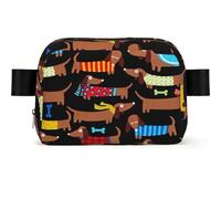 J'aime Mon Chien Teckel (imprimé),Sac Banane carré de Voyage, Sac de Poitrine décontracté, Sac Banane pour Hommes et Femmes