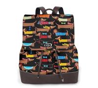 J'aime mon chien Teckels Imprimer,Sac à dos imperméable pour femme, sac à dos de voyage léger en cuir PU tendance