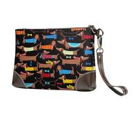 J'aime Mon Chien Teckels Imprimer,Sacs à Main en Cuir PU pour Femmes, Pochette à Fermeture éclair, Portefeuille, Sac à Main avec dragonne