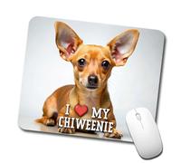 J'aime Mon Cœur De Chien Chiweenie Tapis De Souris Gaming Petit Mousepad Bords Cousus Mouse Pad pour Voyage Maison Jeu 25X30Cm