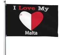 J'Aime Mon Cœur De Malte Décoration De Jardin Décoration De Drapeau Amusant Bannière De Cour Double Face Pour Balcon Vacances Fête 3X5 Ft