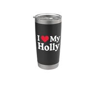 J'aime mon cœur Holly Holly Love Holly Gobelet isotherme en acier inoxydable double paroi