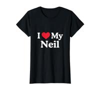 J'aime Mon cœur Neil, Neil, J'aime Neil T-Shirt Graphique avec Valeur, Femme, Noir, M