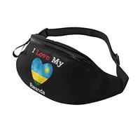 J'aime Mon Drapeau de Coeur du Rwanda Sac Banane décontracté Hommes et Femmes Loisirs Sport Taille Sac Sport Jour Exercice Cadeau