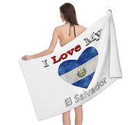J'aime Mon Drapeau en Forme De Cœur du Salvador Drap De Bain Légère Serviette De Bain Grande Serviette De Plage pour Spa Douche Voyage 80X130Cm