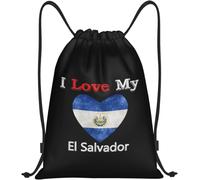 J'Aime Mon Drapeau En Forme De Cœur Du Salvador Homme Femme Sac À Cordon Résistant Sac À Dos À Cordon Léger Sacs De Sport Pour Vacances Plage Yoga