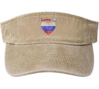 J'aime Mon Drapeau Russe en Forme De Cœur Visière Sport Chapeau Visières Protection Solaire Évacuation Casquette Visière pour Sport Été Course À Pied