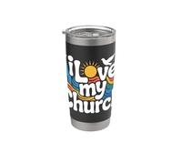 J'aime mon église Vibrant Waves Sun Dove Gobelet isotherme en acier inoxydable double paroi
