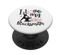 J'aime Mon Forgeron drôle, épouse, Petite Amie, Femme PopSockets PopGrip Adhésif
