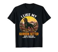 J'aime Mon Gordon Setter et Peut-être Un Chien introverti à 3 Personnes T-Shirt Graphique avec Valeur, Homme, Noir, L